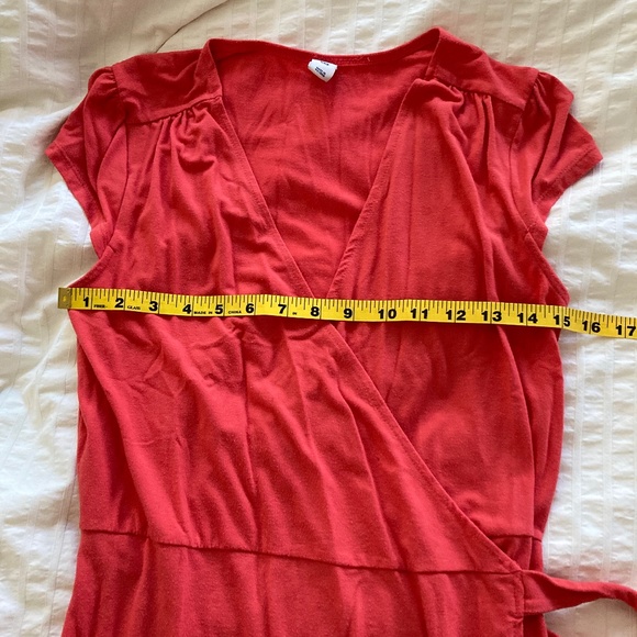 Midi wrap dress, coral, Old Navy - Picture 5 of 8